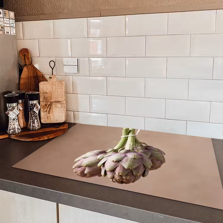 Induction Hob Cover - Artichokes - Hanging - Vegetables - Artisjokken - Hangend - Groenten Inductie beschermer vinyl 3mm klein