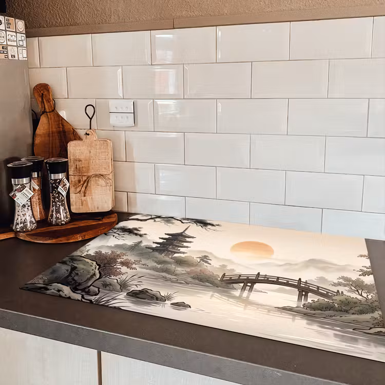 Azië - Landschap - Kleurrijk Inductie beschermer vinyl 3mm klein -sfeer3