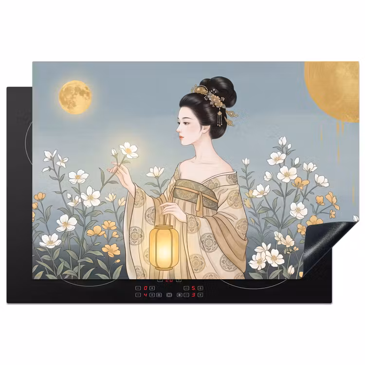 Aziatisch - Vrouw - Kimono Inductie beschermer vinyl 3mm klein -3d