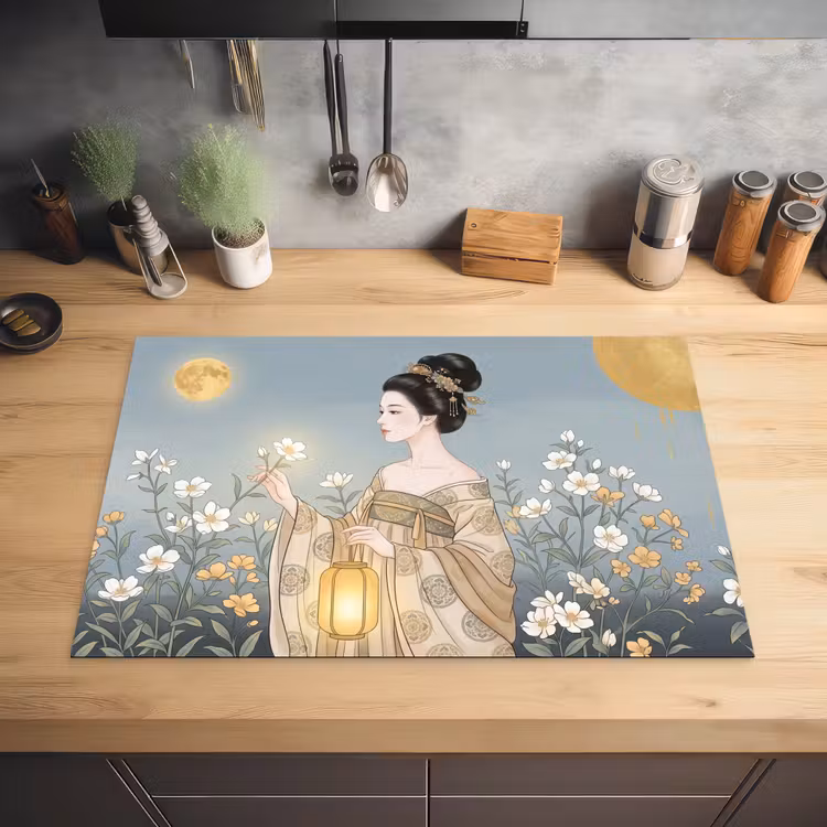 Aziatisch - Vrouw - Kimono Inductie beschermer vinyl 3mm klein -sfeer5