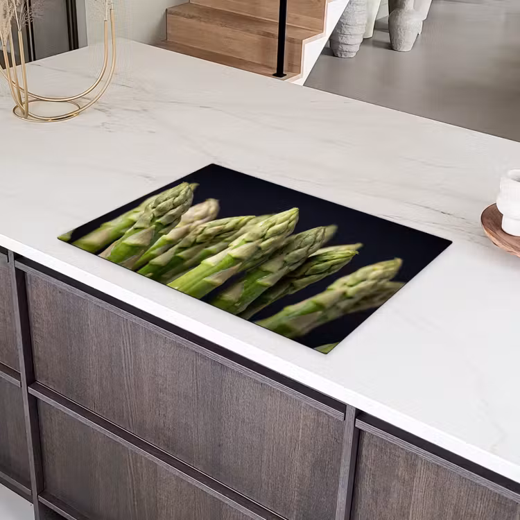 Asperges - Groen - Zwart Inductie beschermer vinyl 3mm klein -sfeer8