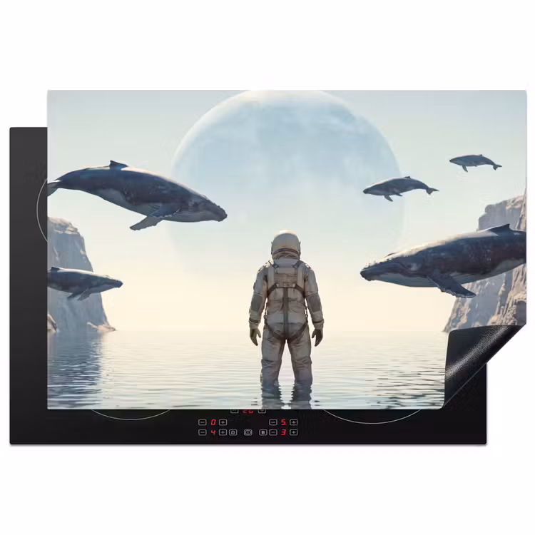 Induction Hob Cover - Astronaut - Whale - Fantasy - Ruimtevaarder - Walvis - Fantasie Inductie beschermer vinyl 3mm klein