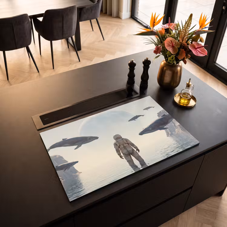 Induction Hob Cover - Astronaut - Whale - Fantasy - Ruimtevaarder - Walvis - Fantasie Inductie beschermer vinyl 3mm klein