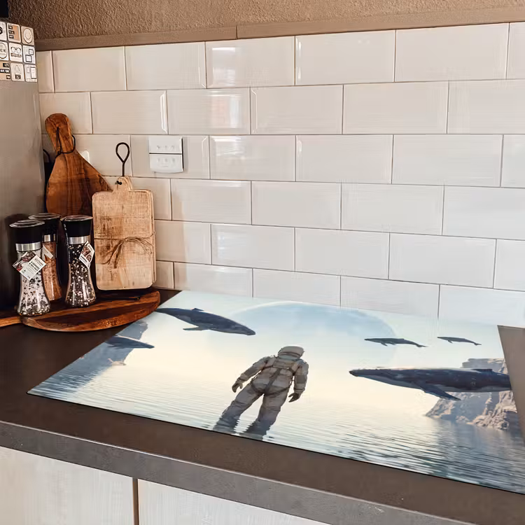Induction Hob Cover - Astronaut - Whale - Fantasy - Ruimtevaarder - Walvis - Fantasie Inductie beschermer vinyl 3mm klein