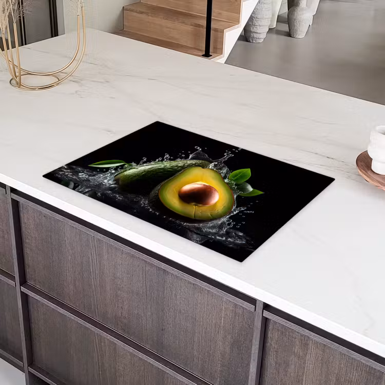 Avocado - Groente - Bladeren - Water - Zwart - Groen Inductie beschermer vinyl 3mm klein -sfeer8