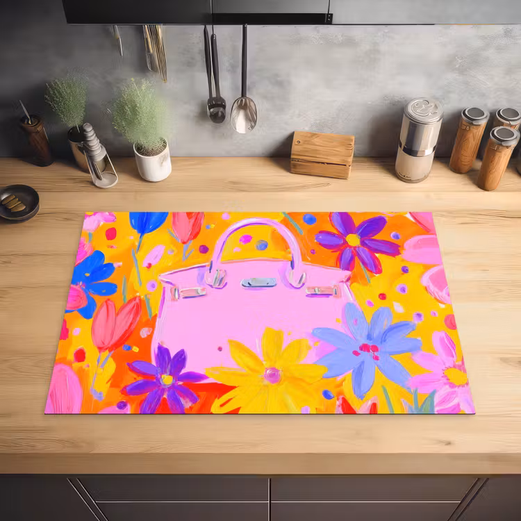 Tas - Roze - Bloemen Inductie beschermer vinyl 3mm klein -sfeer5