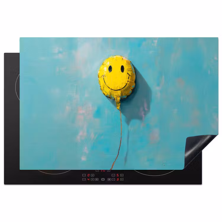 Ballon - Geel - Smiley Inductie beschermer vinyl 3mm klein -3d