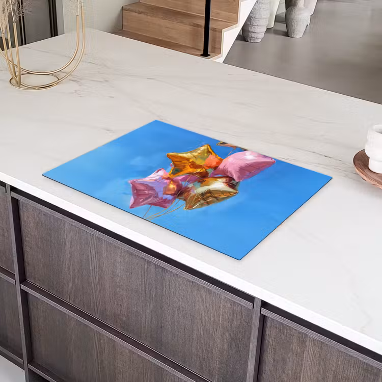 Ballonnen - Goud - Stervorm - Roze Inductie beschermer vinyl 3mm klein -sfeer8
