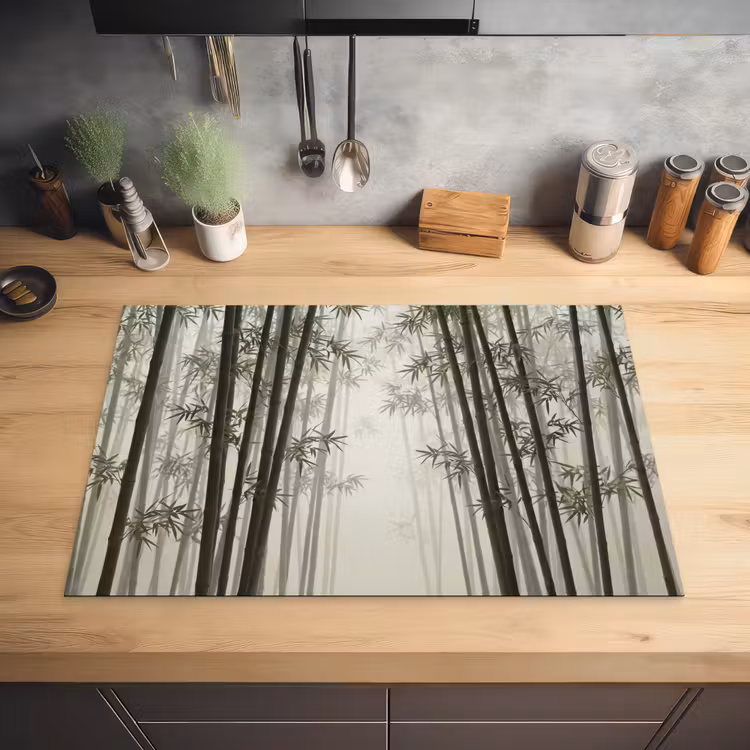 Bamboe - Bos - Mist - Natuur Inductie beschermer vinyl 3mm klein -sfeer5