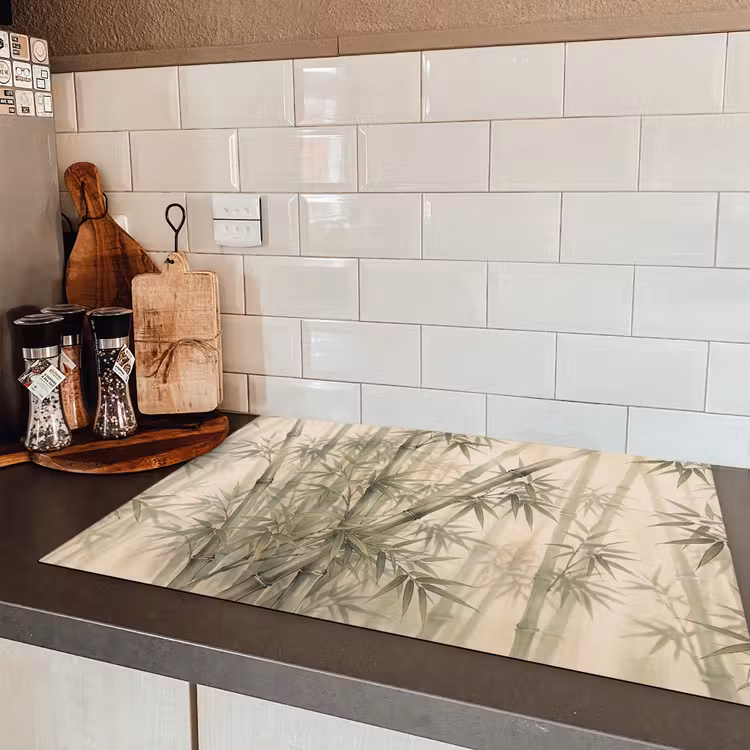 Bamboe - Bladeren - Aziatisch - Groen - Natuur Inductie beschermer vinyl 3mm klein -sfeer3