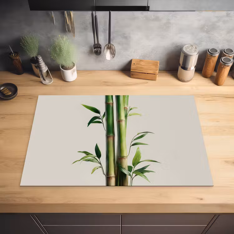 Bamboestengels - Sierlijk - Groen Inductie beschermer vinyl 3mm klein -sfeer5