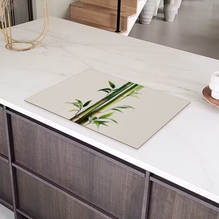 Bamboestengels - Sierlijk - Groen Inductie beschermer vinyl 3mm klein -sfeer8