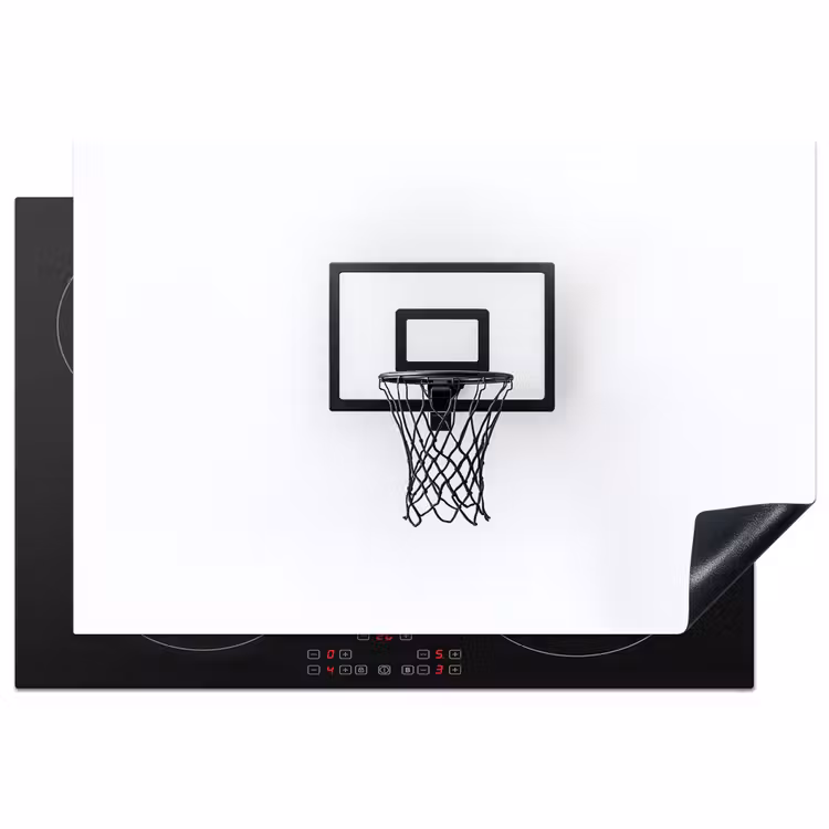 Basketbalbord - Minimalistisch - Zwart Inductie beschermer vinyl 3mm klein -3d