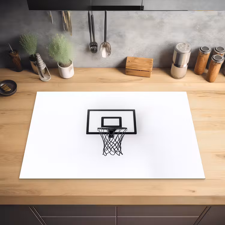 Basketbalbord - Minimalistisch - Zwart Inductie beschermer vinyl 3mm klein -sfeer5