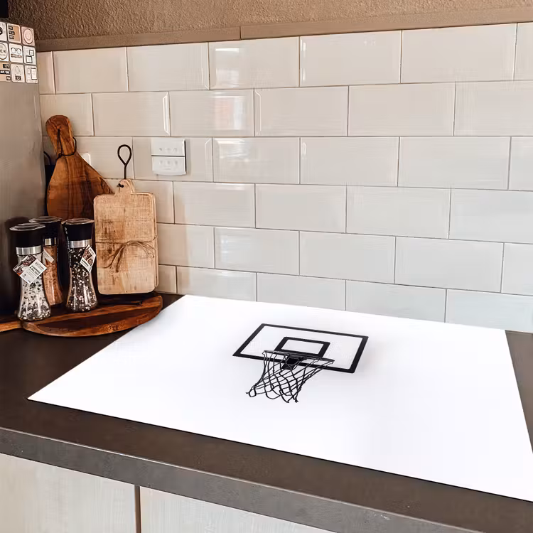 Basketbalbord - Minimalistisch - Zwart Inductie beschermer vinyl 3mm klein -sfeer3