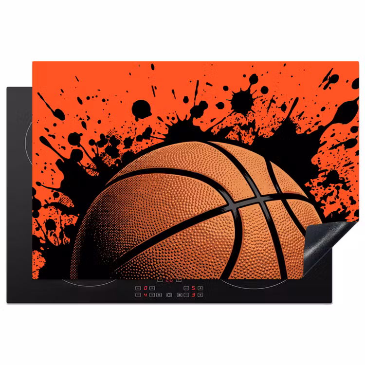 Basketbal - Verf - Sport - Oranje Inductie beschermer vinyl 3mm klein -3d