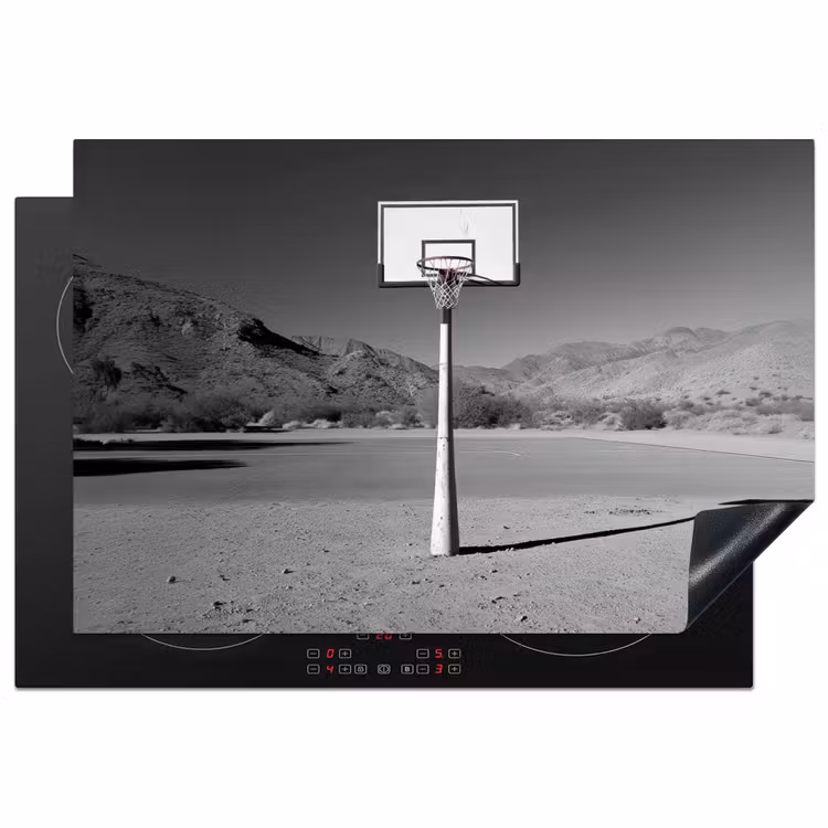 Basketbalpaal - Landschap - Zand - Wit Inductie beschermer vinyl 3mm klein -3d