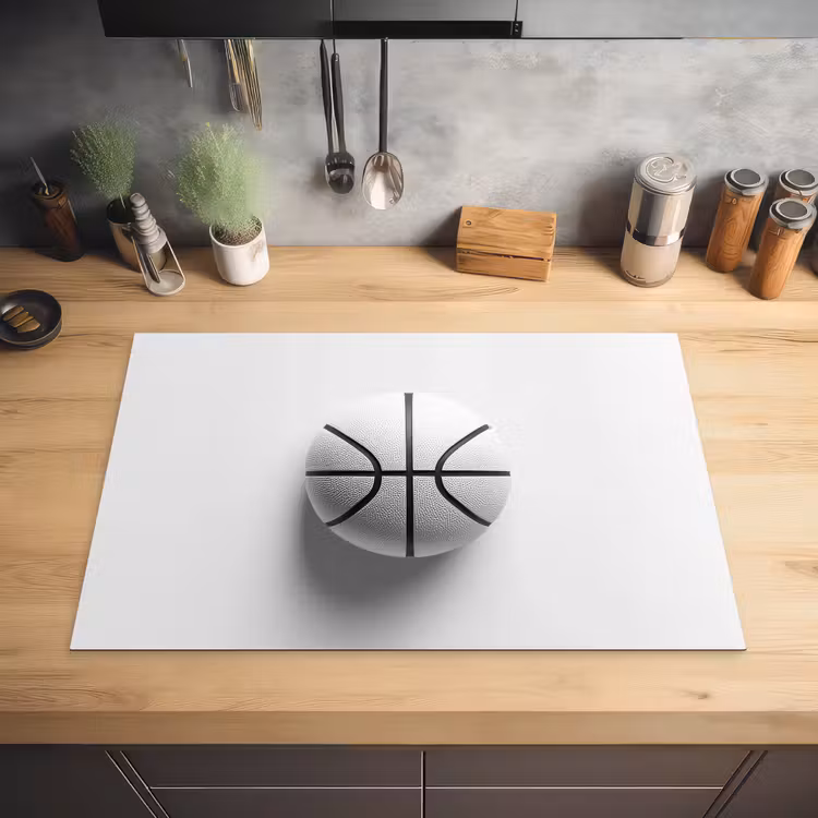 Basketbal - Wit - Schaduw - Lijnen Inductie beschermer vinyl 3mm klein -sfeer5