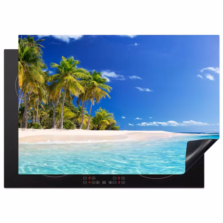 Strand - Zee - Palmboom - Zon - Zomer Inductie beschermer vinyl 3mm middel -3d