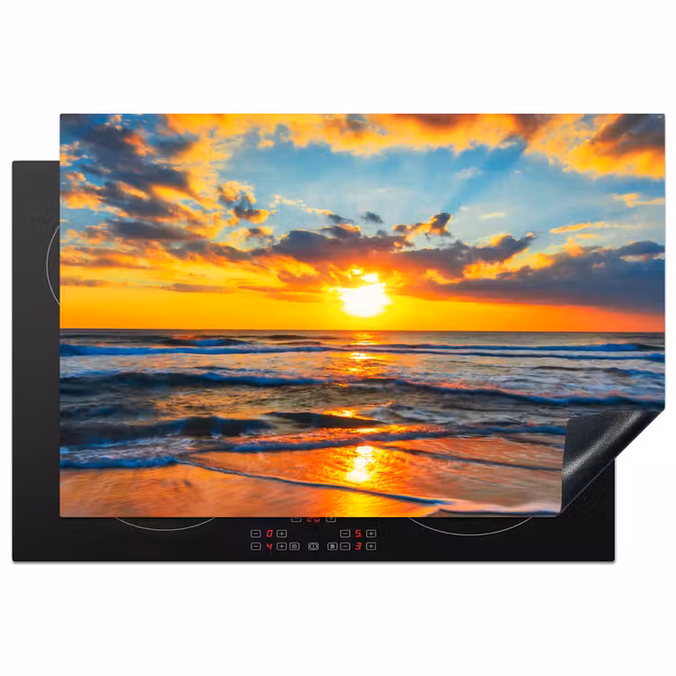 Strand - Zee - Zonsondergnag Inductie beschermer vinyl 3mm klein -3d