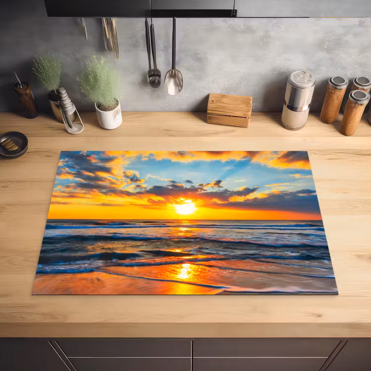 Strand - Zee - Zonsondergnag Inductie beschermer vinyl 3mm klein -sfeer5