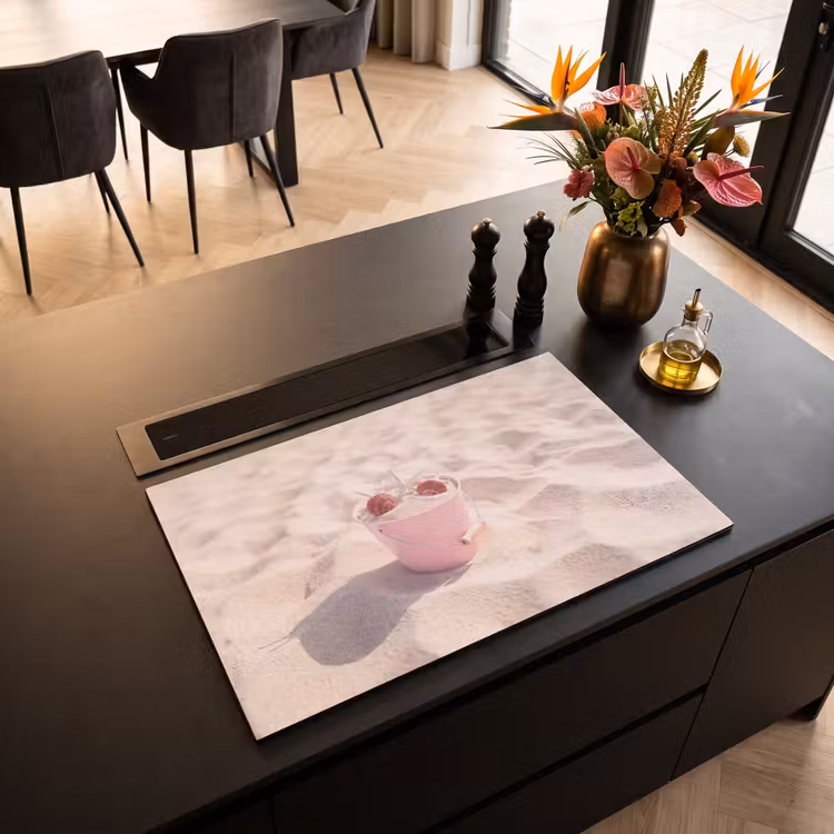 Strand - Schelpen - Zomer - Roze - Decoratie Inductie beschermer vinyl 3mm klein -sfeer5
