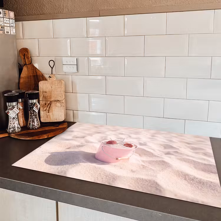 Strand - Schelpen - Zomer - Roze - Decoratie Inductie beschermer vinyl 3mm klein -sfeer3