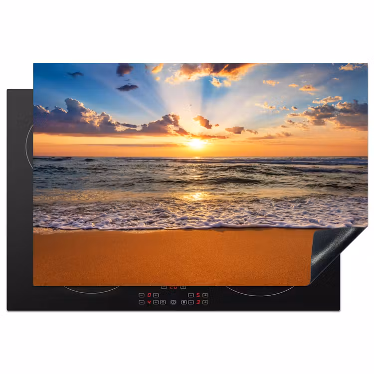 Strand - Zonsondergang - Zee - Wolken - Horizon Inductie beschermer vinyl 3mm klein -3d