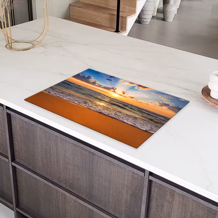 Strand - Zonsondergang - Zee - Wolken - Horizon Inductie beschermer vinyl 3mm klein -sfeer8