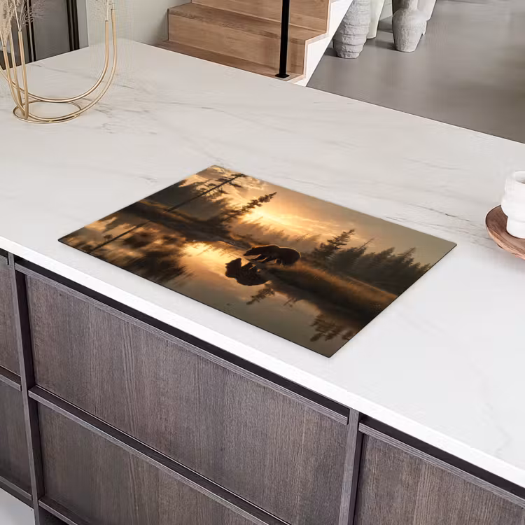 Beer - water - Bos - Ochtendlicht Inductie beschermer vinyl 3mm klein -sfeer8