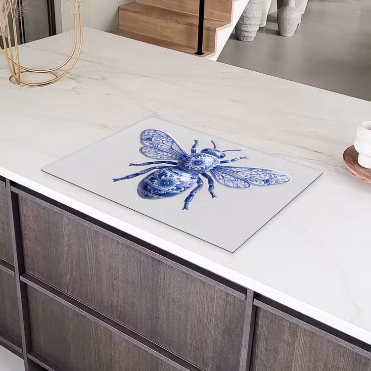 Bij - Modern - Delfts - Blauw Inductie beschermer vinyl 3mm klein -sfeer8