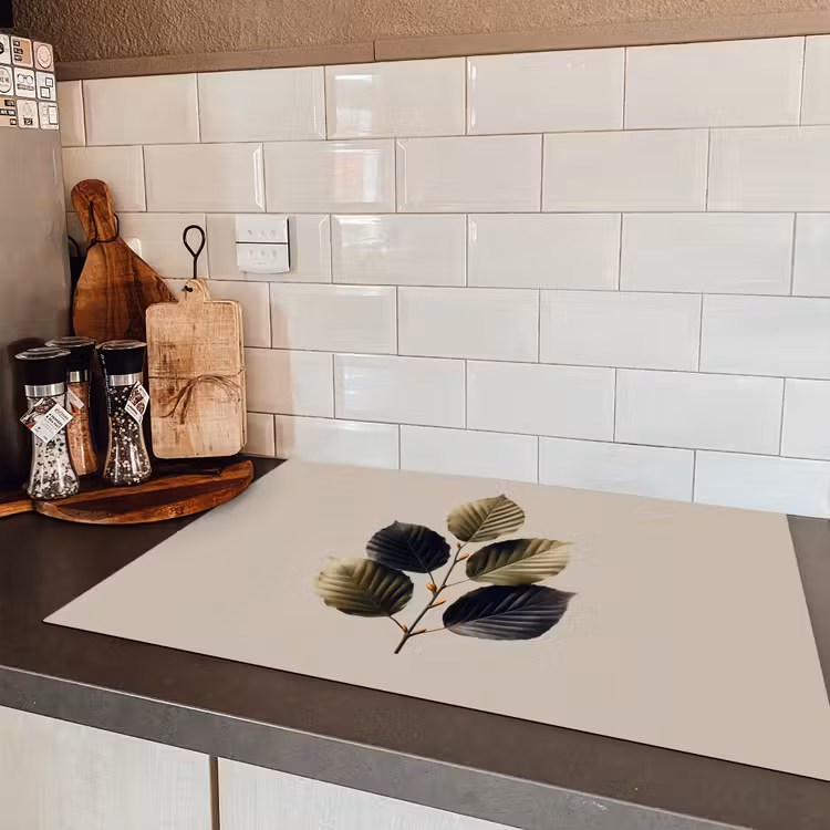 Beukenbladeren - Bruin - Groen - neutraal Inductie beschermer vinyl 3mm klein -sfeer3