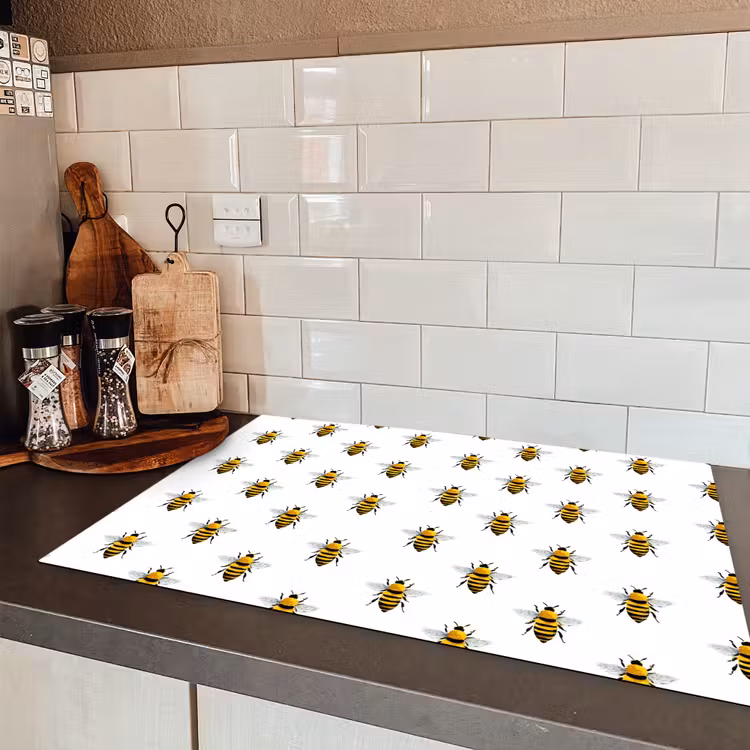 Bijen - Tijdloos - Wit Inductie beschermer vinyl 3mm klein 276 -sfeer3