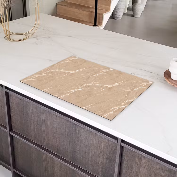 Beige - Marmer - Organisch - Wit Inductie beschermer vinyl 3mm klein 276 -sfeer8