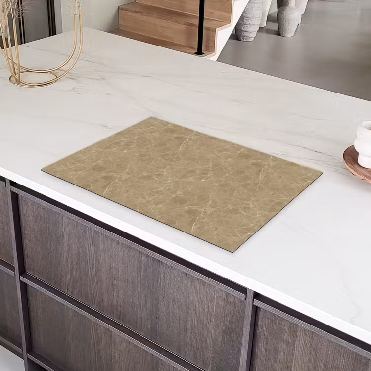 Beige - Marmer - Witte aders Inductie beschermer vinyl 3mm klein 276 -sfeer8