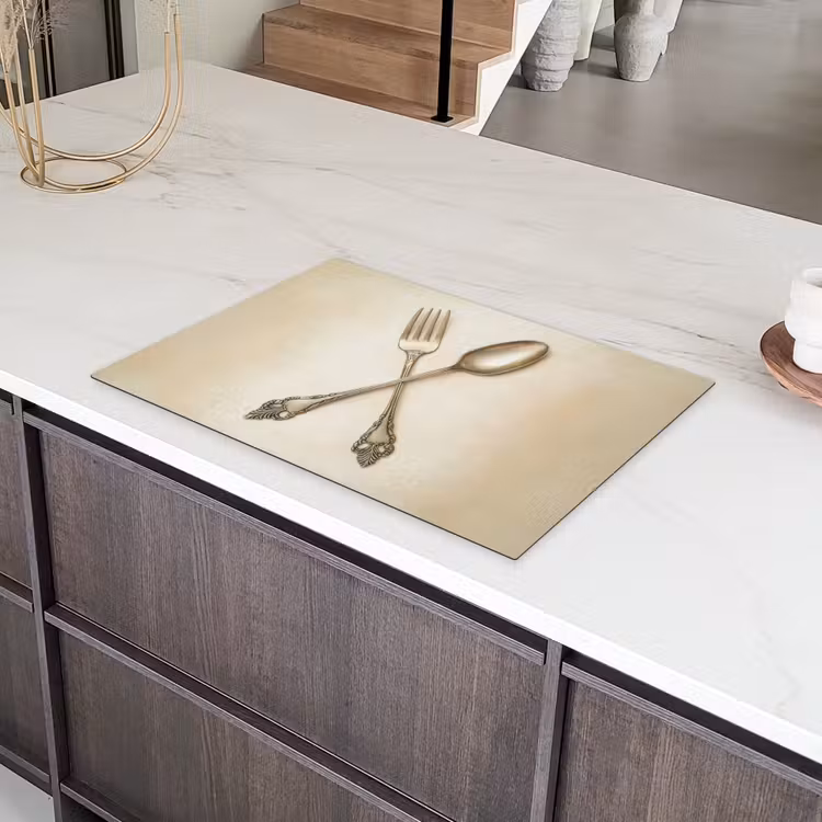 Beige - Vintage - Bestek Inductie beschermer vinyl 3mm klein -sfeer8