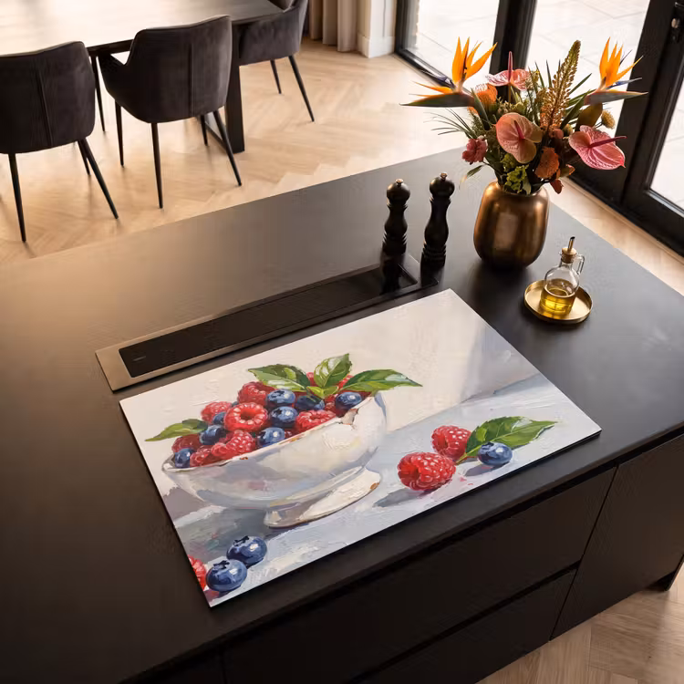 Induction Hob Cover - Berries - Bowl - Food - Bessen - Kom - Eten Inductie beschermer vinyl 3mm klein