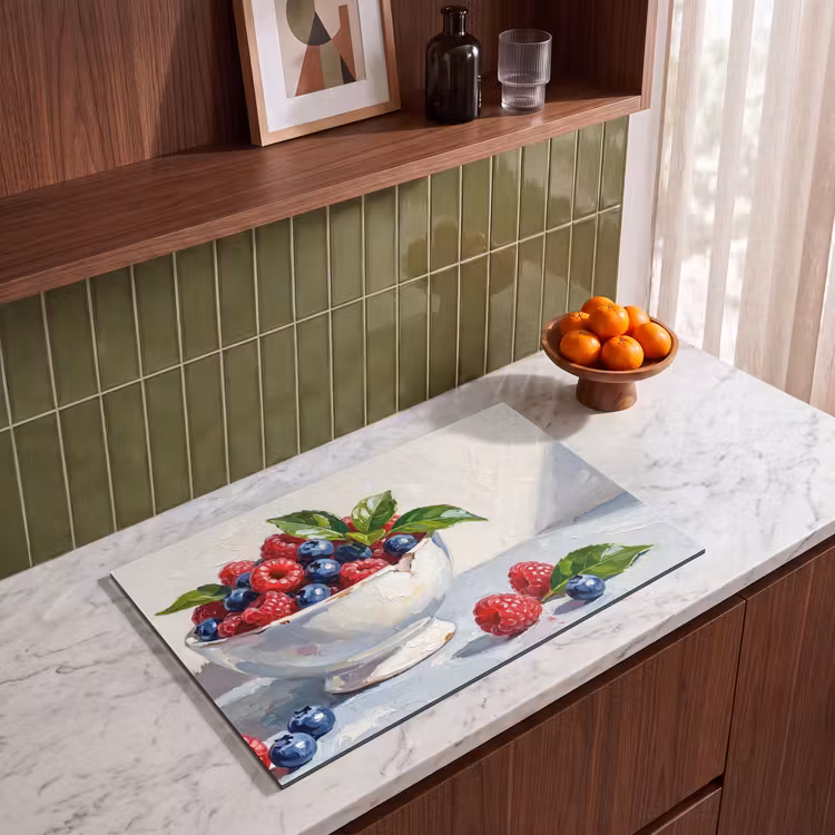 Induction Hob Cover - Berries - Bowl - Food - Bessen - Kom - Eten Inductie beschermer vinyl 3mm klein