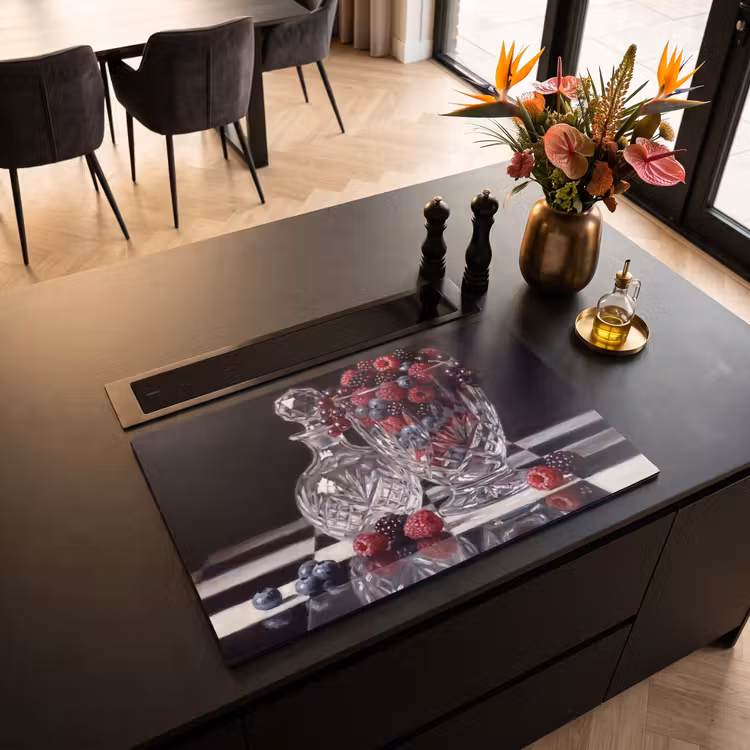 Induction Hob Cover - Berries - Crystal - Still Life - Bessen - Kristal - Stilleven Inductie beschermer vinyl 3mm klein