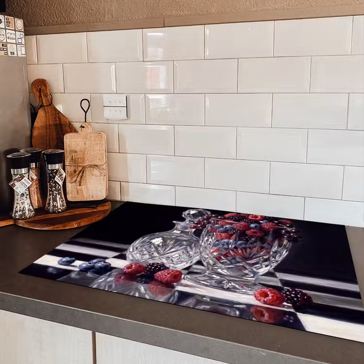 Induction Hob Cover - Berries - Crystal - Still Life - Bessen - Kristal - Stilleven Inductie beschermer vinyl 3mm klein