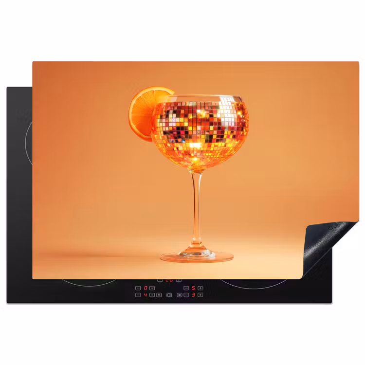Drank - Oranje - Glitter - Disco Inductie beschermer vinyl 3mm klein -3d