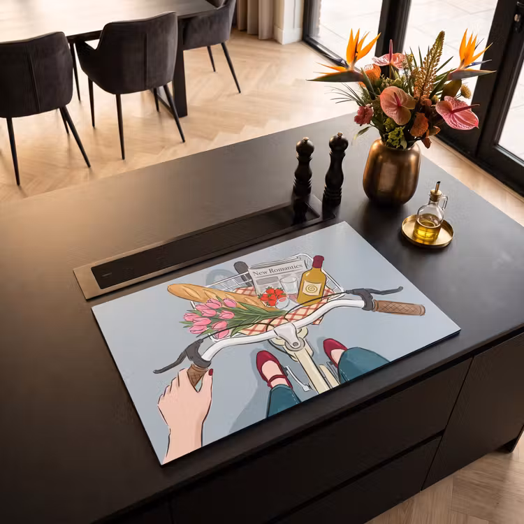 Fiets - Picknick - Zomer - Illustratie Inductie beschermer vinyl 3mm klein -sfeer5