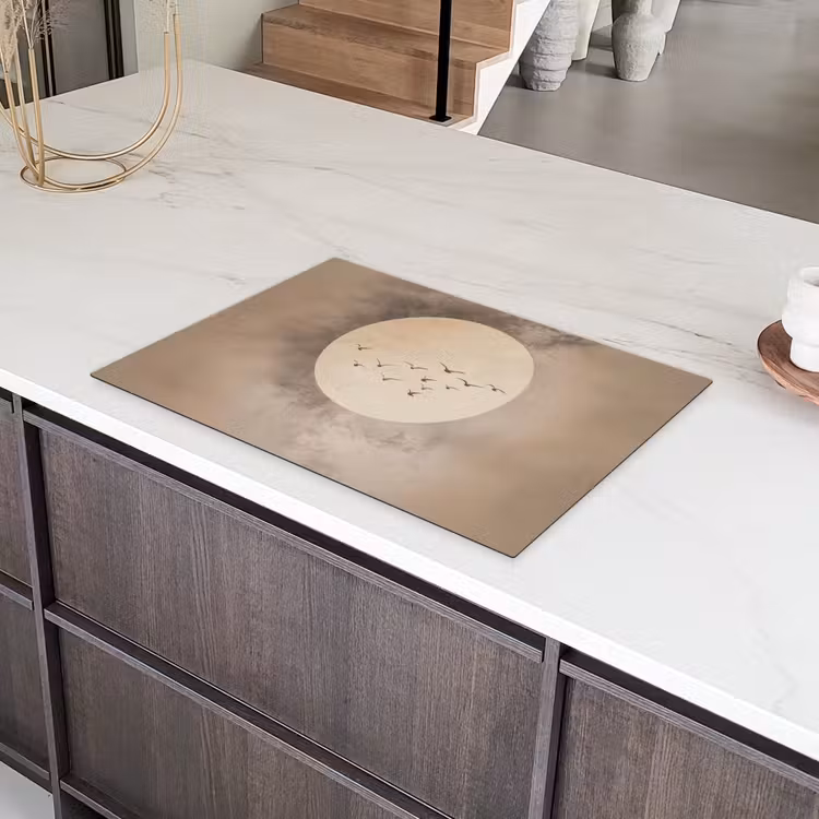 Vogel - Beige - Japandi Inductie beschermer vinyl 3mm klein -sfeer8