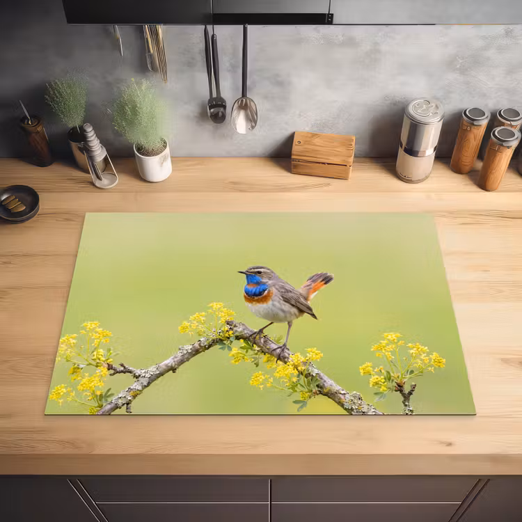 Vogel - Tak - Natuur - Kleurrijk Inductie beschermer vinyl 3mm klein -sfeer5