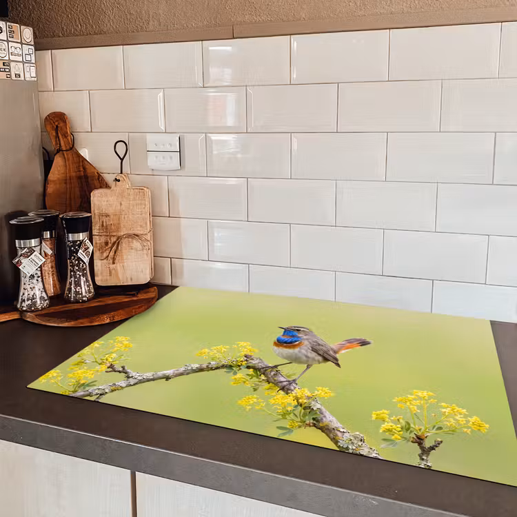 Vogel - Tak - Natuur - Kleurrijk Inductie beschermer vinyl 3mm klein -sfeer3