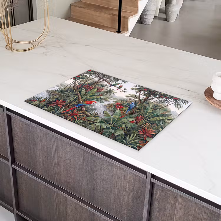 Vogel - Jungle - Natuur - Mozaïek - Groen Inductie beschermer vinyl 3mm klein -sfeer8