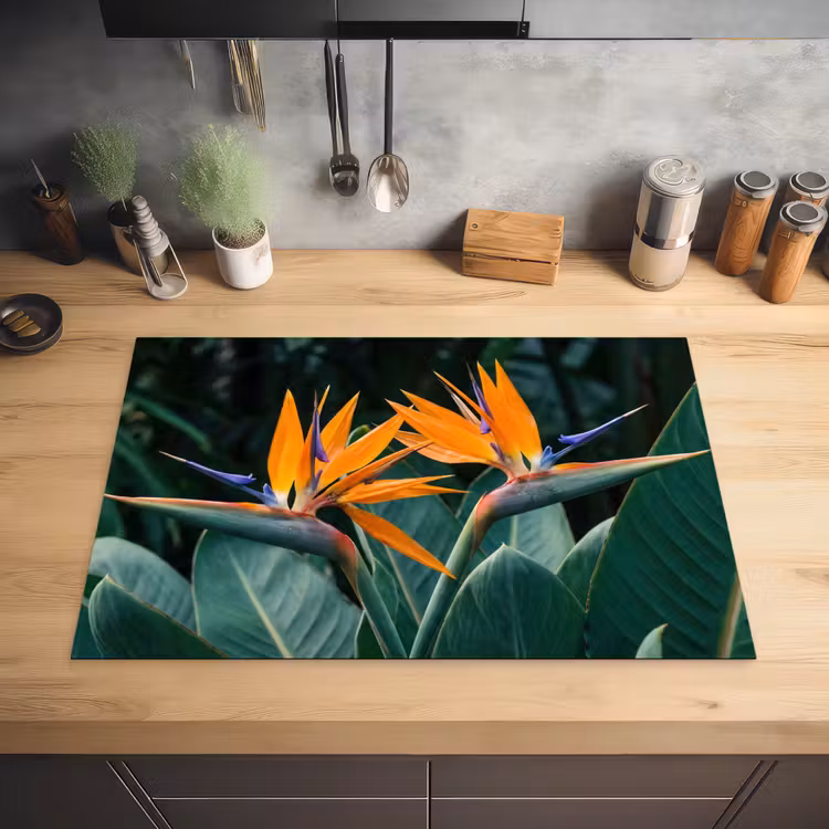 Paradijsvogel - Bloem - Exotisch Inductie beschermer vinyl 3mm klein -sfeer5