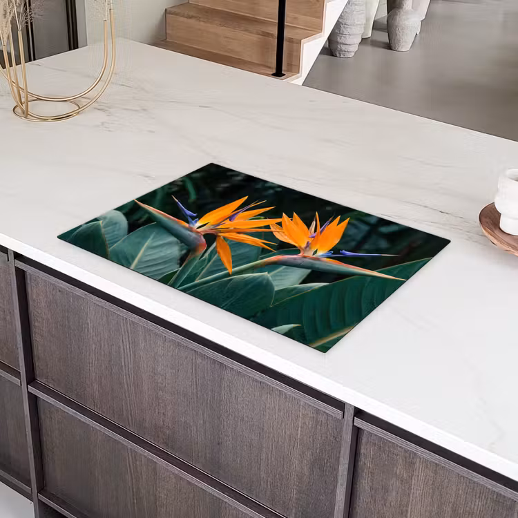 Paradijsvogel - Bloem - Exotisch Inductie beschermer vinyl 3mm klein -sfeer8