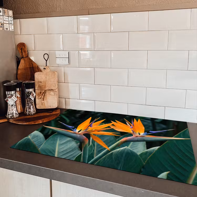 Paradijsvogel - Bloem - Exotisch Inductie beschermer vinyl 3mm klein -sfeer3
