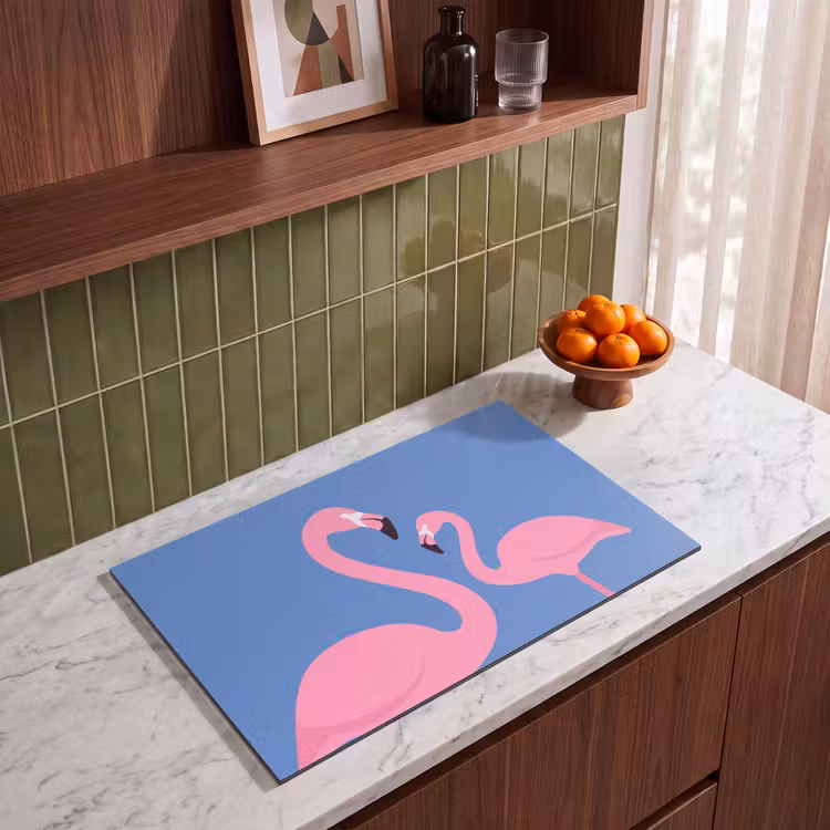 Vogel - Paar - Dieren - Modern - Roze Inductie beschermer vinyl 3mm klein -sfeer8